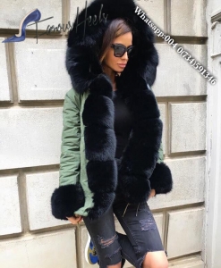 Mr and Mrs italy parka camouflage Black fox fur